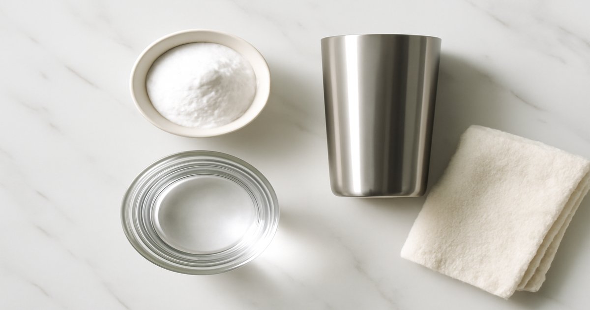 Baking soda and warm water solution for deep cleaning stainless steel tumbler