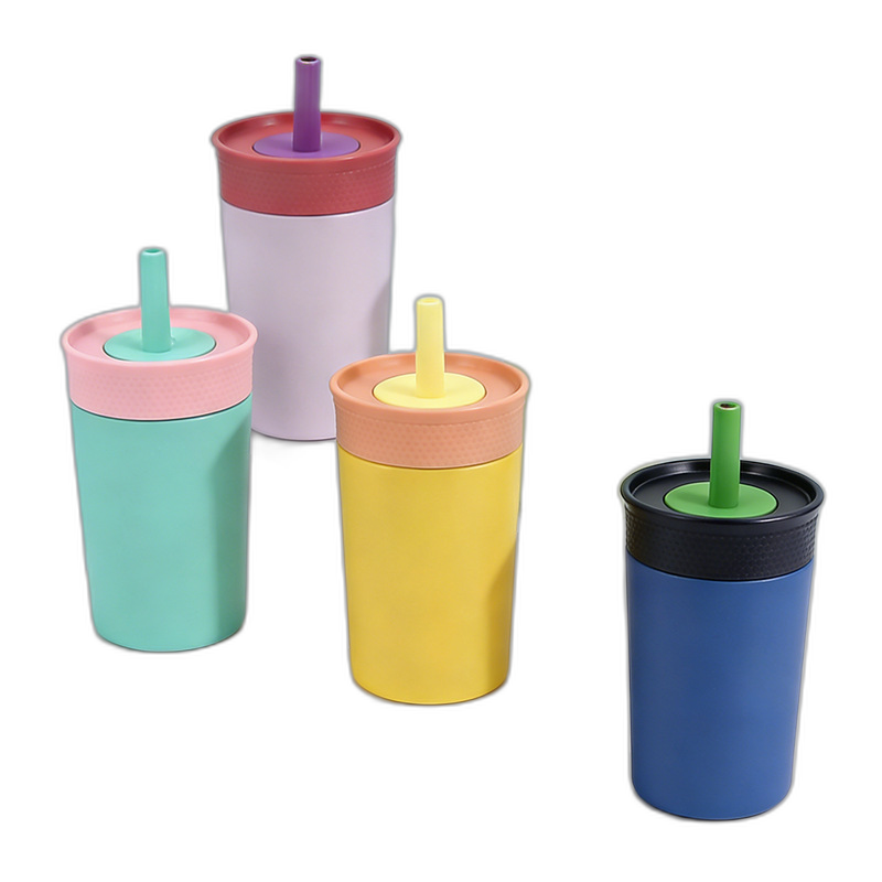 Colorful kids straw cups — custom insulated drinkware by Hongming