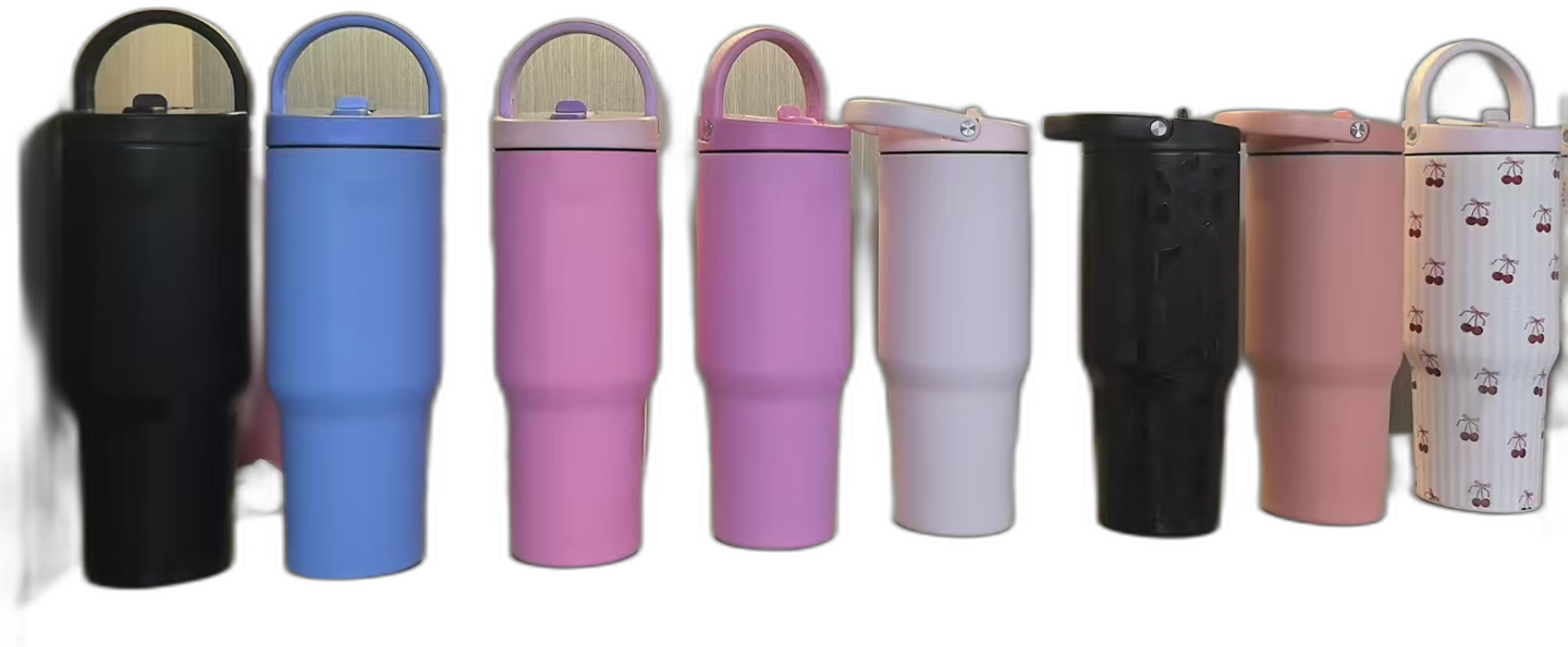 Wholesale custom tumblers collection — powder coated car tumblers in multiple colors