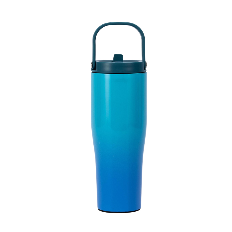 30oz Fold-Handle Car Tumbler with Straw