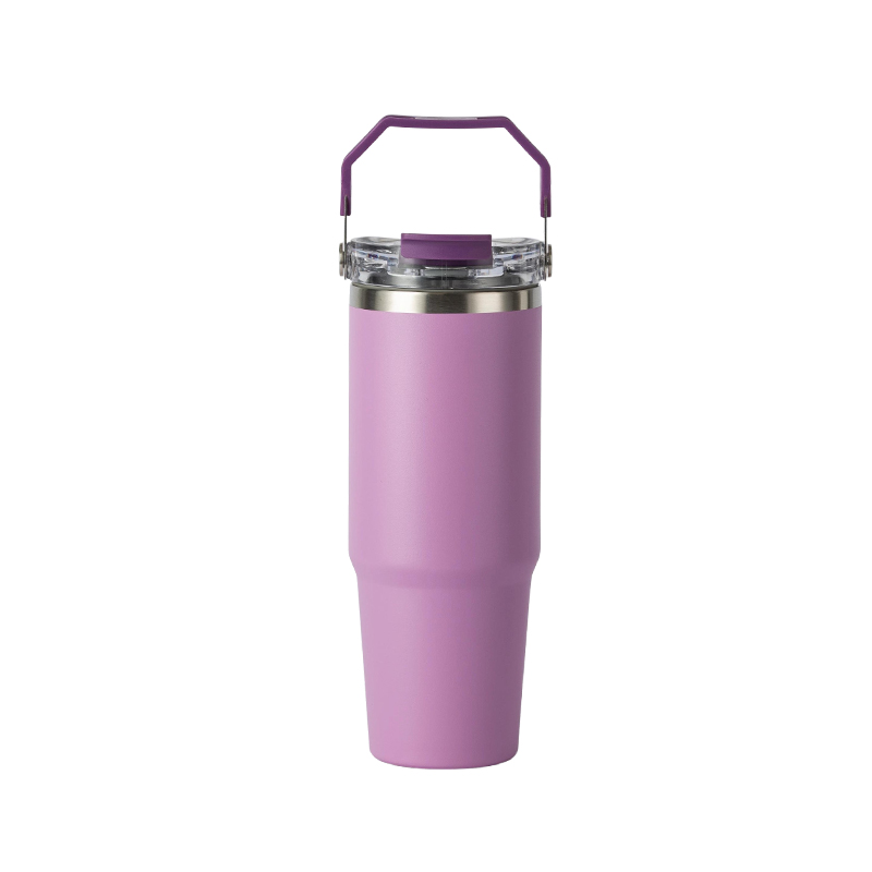 Powder coated tumbler in matte purple finish