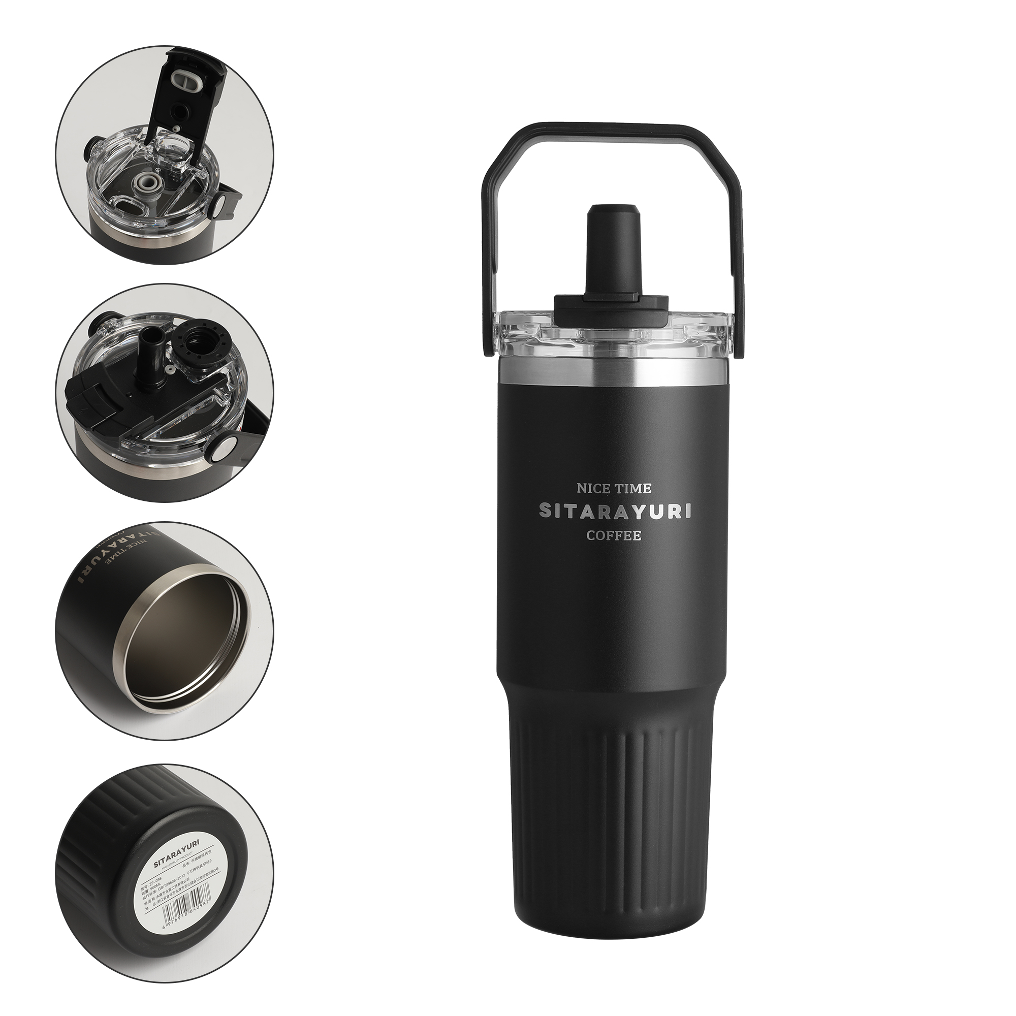 40oz Coffee Travel Tumbler with Handle & Straw