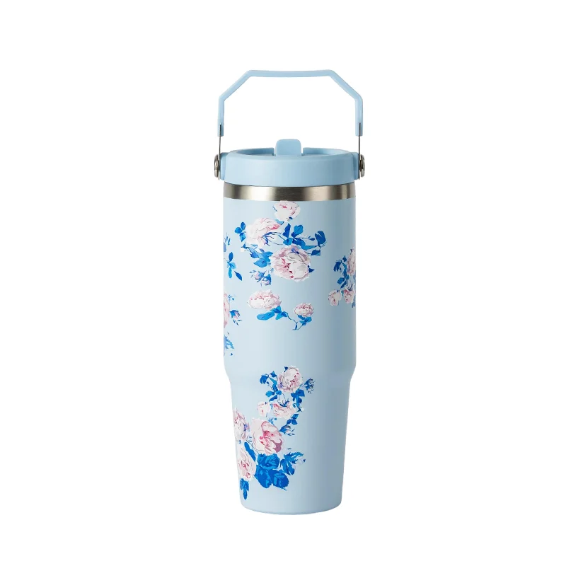 30oz Floral Carry Handle Car Tumbler
