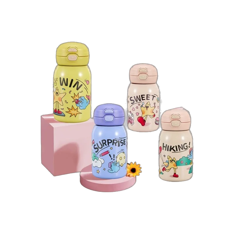 Kids water bottles collection — 316 stainless steel, BPA-free, custom characters
