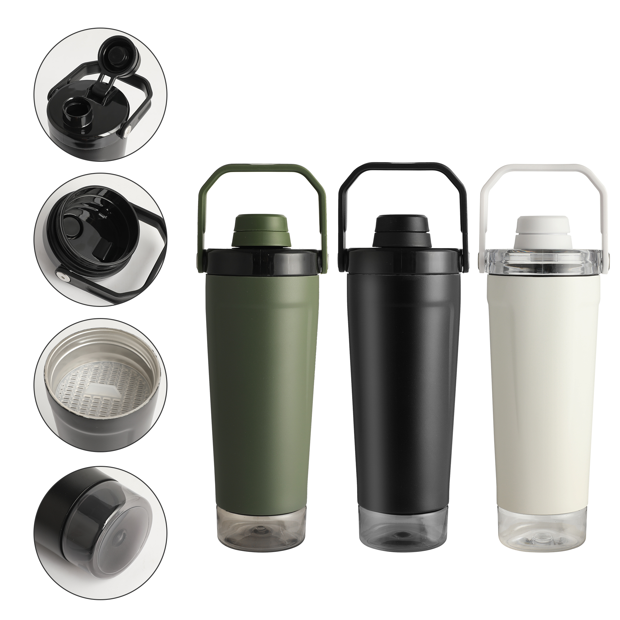 32oz Gym Shaker Bottle with Supplement Storage